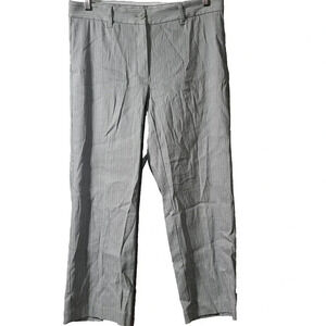 J. Jill Linen Stretch Pants Women's Size 10 Gray Striped Pinstripe Straight Leg